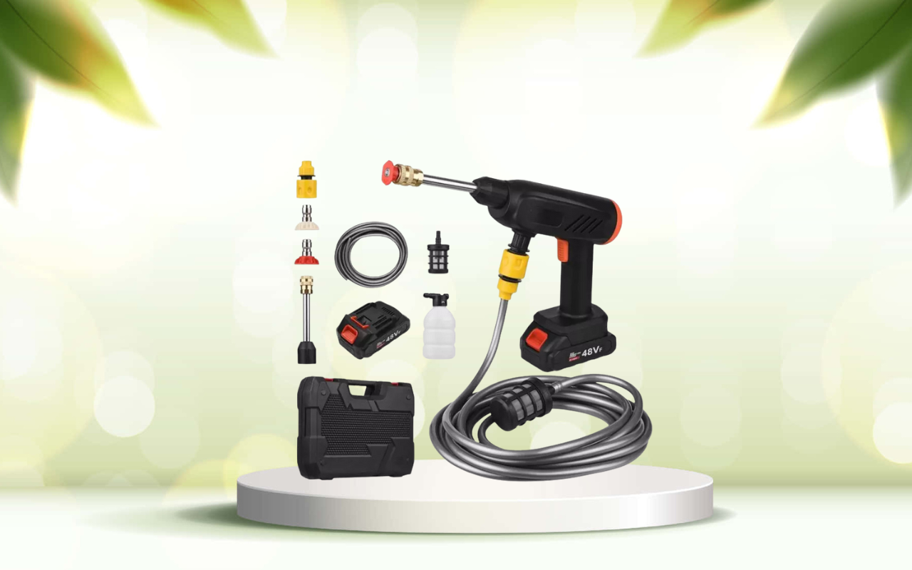 Scopri la pistola idropulitrice portatile: pulisci ovunque senza rubinetto